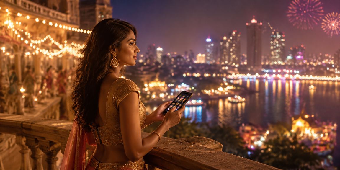 Festive casinos lighting the night at Diwali festival in India